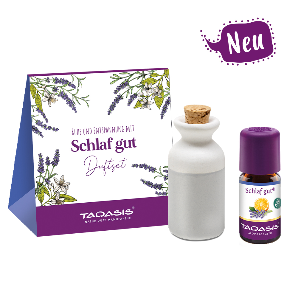 Zestaw Schlaf Gut dla dzieci, kompozycja zapachowa z olejków eterycznych + flakon zapachowy, 10 ml, Taoasis